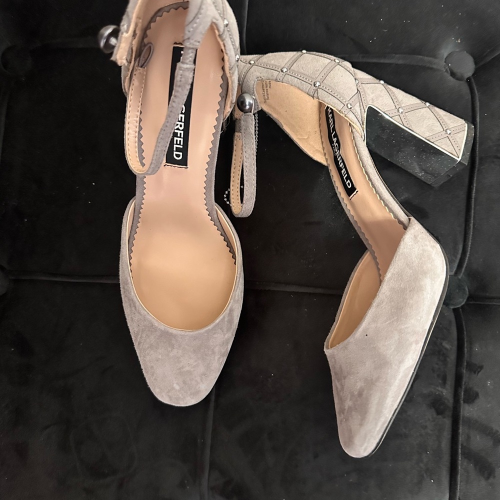 Karl Lagerfeld Gray Heels Elegant Design